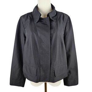 Per Se Evening  Jacket Size 12 Snap Close Black Minimalism Polyurethane Coating